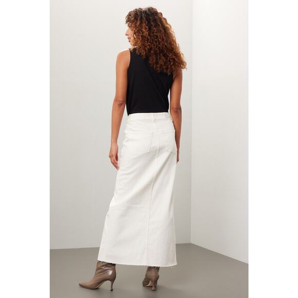 DL1961 Off-White Denim Cotton Blend Asra Ecru Maxi Skirt Size 27 - Picture 4 of 16